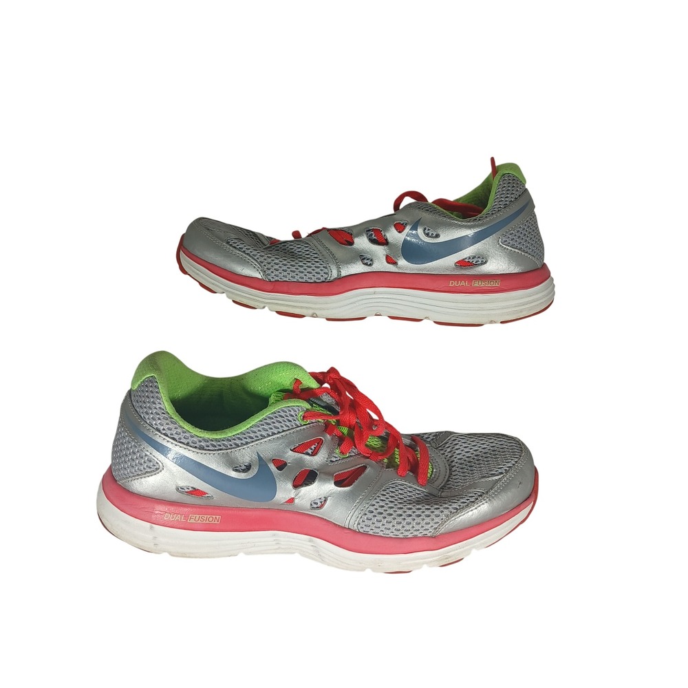 Nike Dual Fusion Lite 8.5 Silver Pink Lime Running Shoes Y2K Neon 599560-001